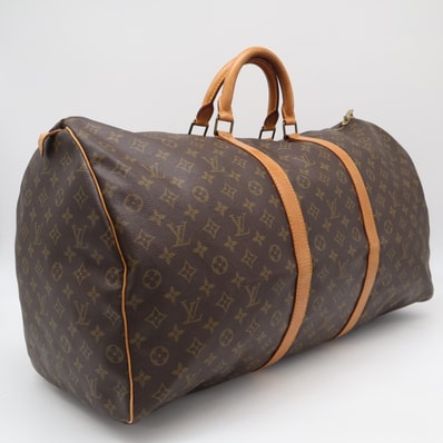 LOUIS VUITTON ルイ・ヴィトン モノグラム キーポル60 M41422 ボストンバッグ ブラウン ベージュ コーティングキャンバス レザー メンズ