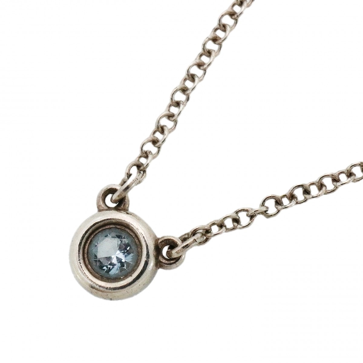 ★SALE【6jcb0600-k】ティファニー ネックレス バイザヤード シルバー925 アクアマリン ブルー【中古】レディース