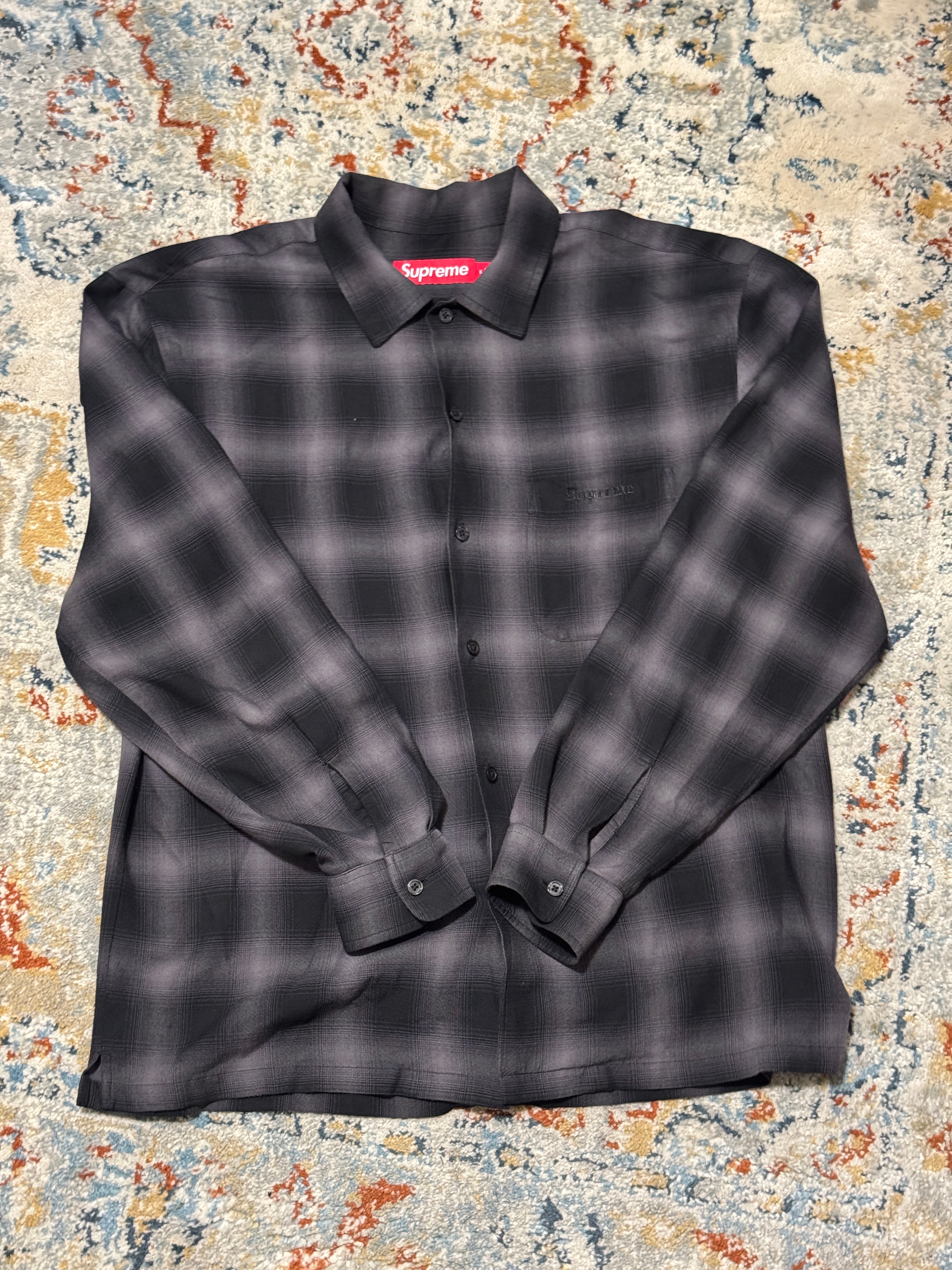 Supreme Plaid Thermal Zip Up Shirt 