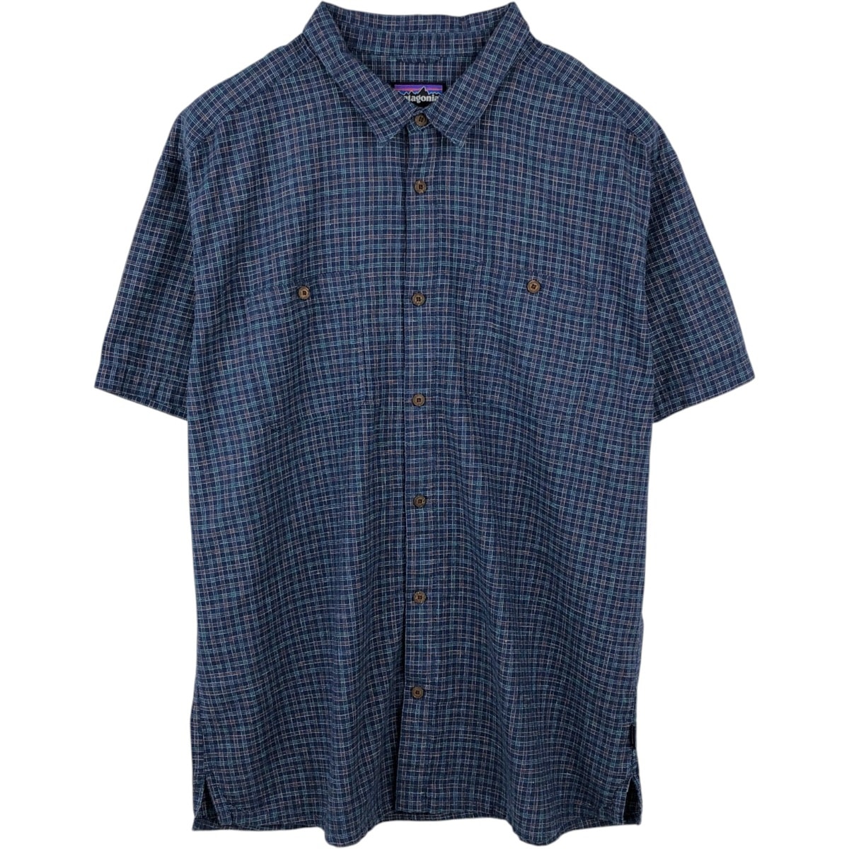 古着 パタゴニア Patagonia 53139SP23 チェック柄 半袖 オーガニックコットン×ヘンプシャツ ボックスシャツ メンズXXL相当/eaa660298