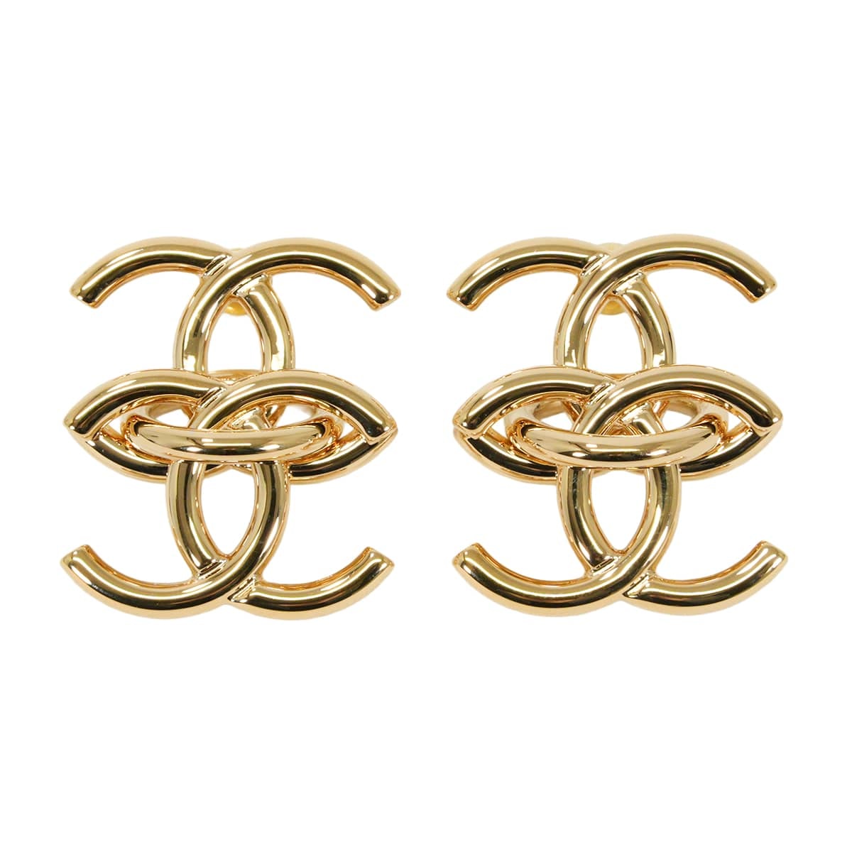 2026/27年秋冬 CHANEL シャネル ピアス ダブル ココマーク フープ ゴールド メタル シャンパンゴールド金具 ABH787 新品