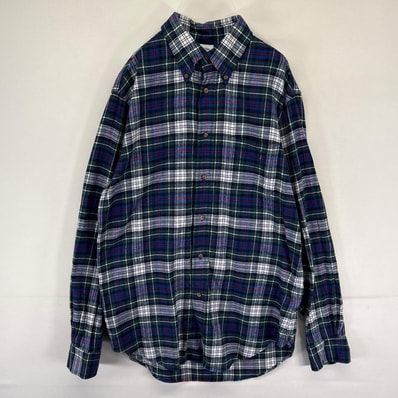 古着 ブルックスブラザーズ Brooks Brothers 長袖シャツ ボタンダウン 胸ポケット ネルシャツ M ブルー系 チェック メンズ