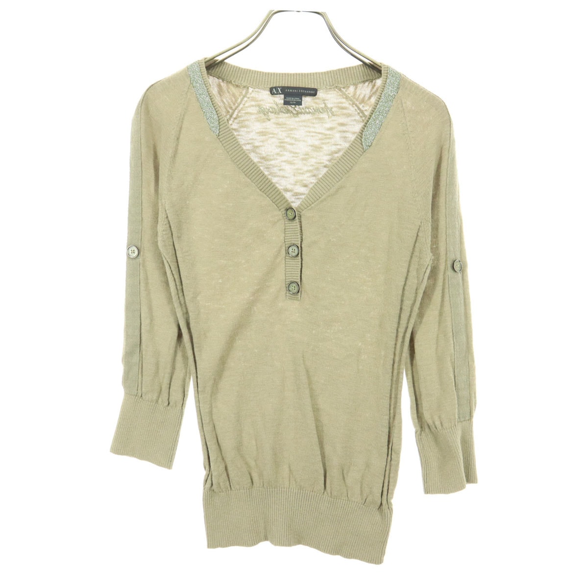 ARMANI EXCHANGE アルマーニエクスチェンジ 長袖 Vネック ニットカーディガン XS ベージュ