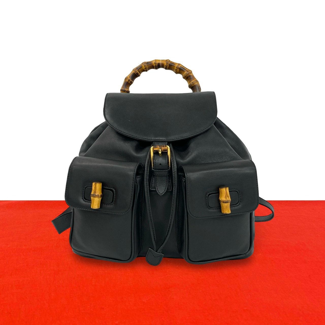 B (目立った傷や汚れなし)】GUCCI グッチ バンブー レザー リュック
