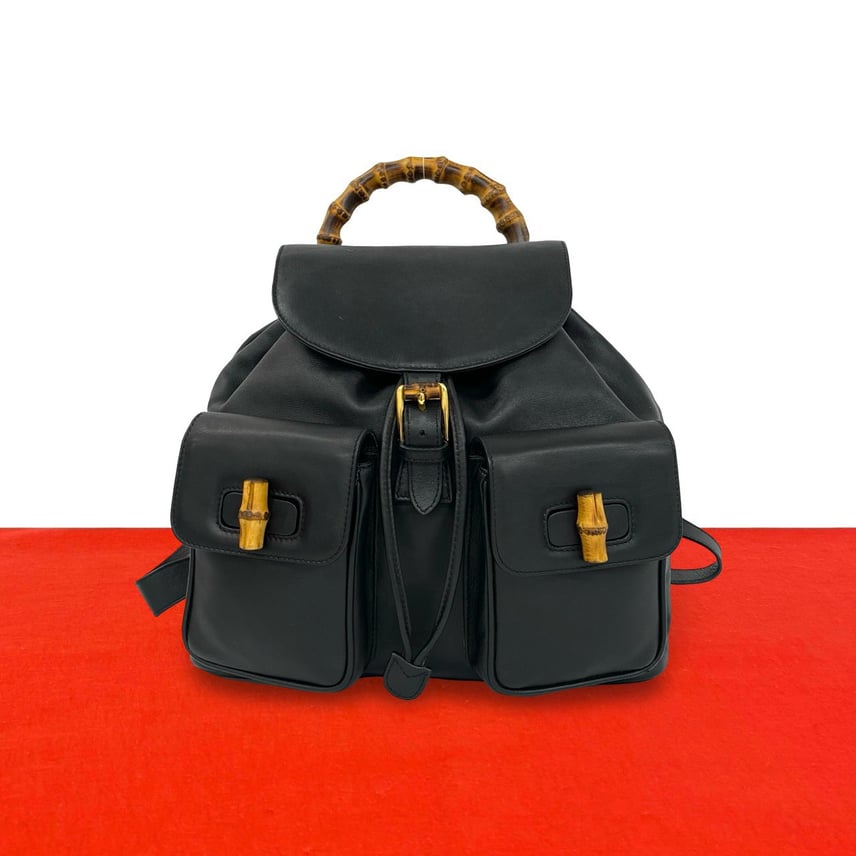 B (目立った傷や汚れなし)】GUCCI グッチ バンブー レザー リュック B (目立った傷や汚れなし)】GUCCI グッチ バンブー レザー リュック