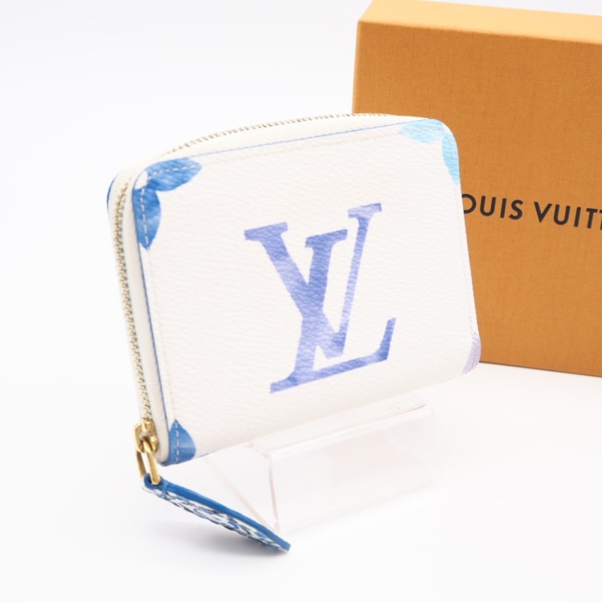 美品 LOUIS VUITTON ルイ・ヴィトン ジャイアントバイザプール ジッピー コインパース M82417 コインケース ホワイト ブルー コーティングキャンバス レザー レディース