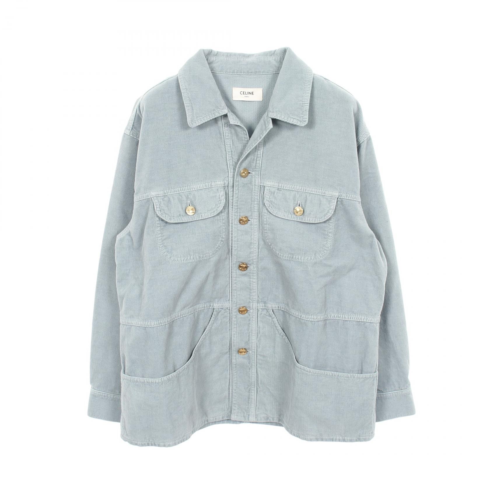 セリーヌ CELINE トリオンフ コーデュロイ 衣料品 アウター コットン レディース ブルー系 【中古】