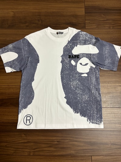 A BATHING APE Water Print Ape Head Relaxed Fit Tee "White"
