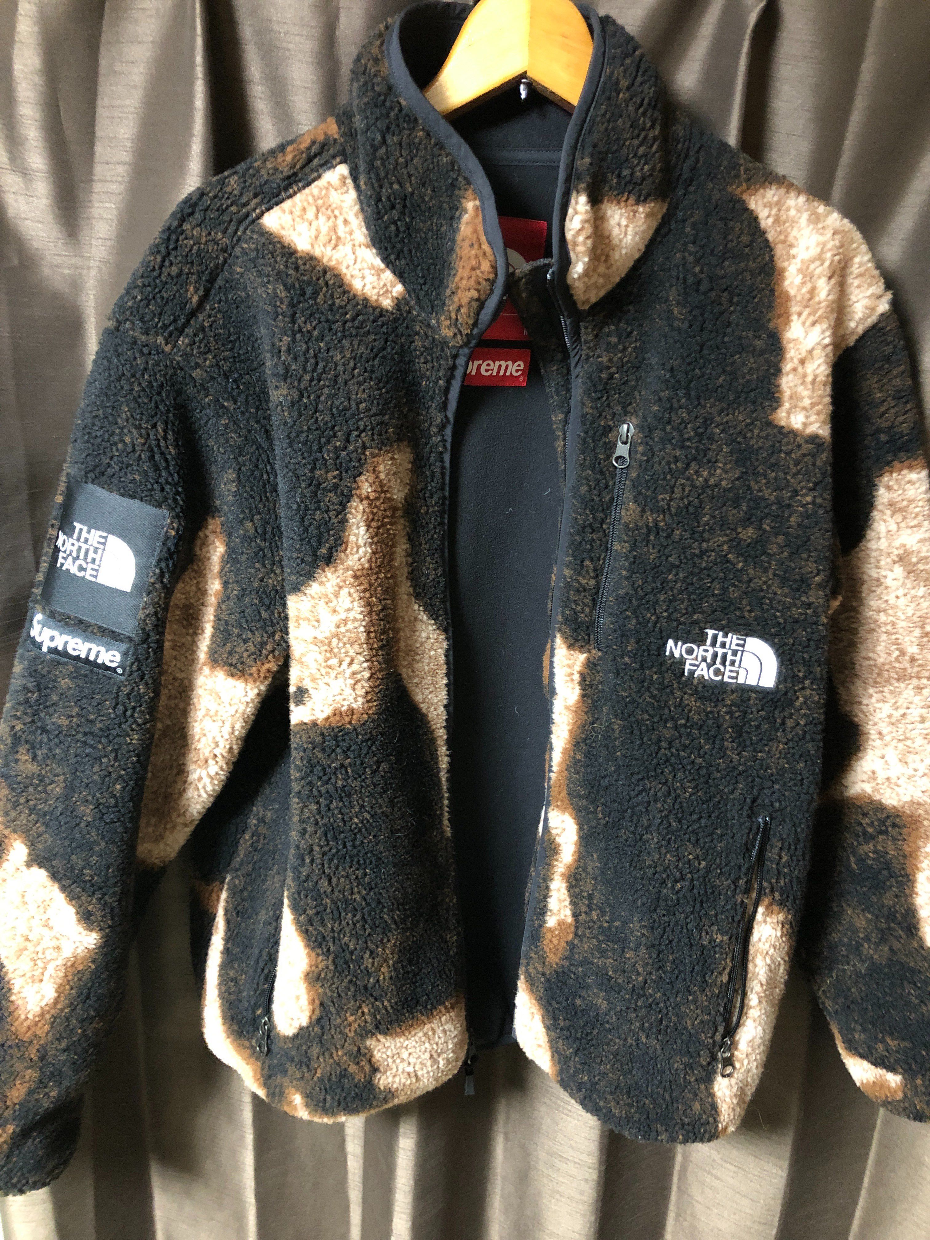 Supreme x The North Face Bleached Denim Print Fleece Jacket "Black"