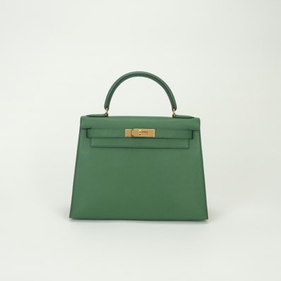 エルメス HERMES ケリー28 ケリー 28 バッグ トートバッグ クシュベル ヴェールベンガル Vert benghal グリーン Green 緑 ゴールド金具 ハンドバッグ 外縫い