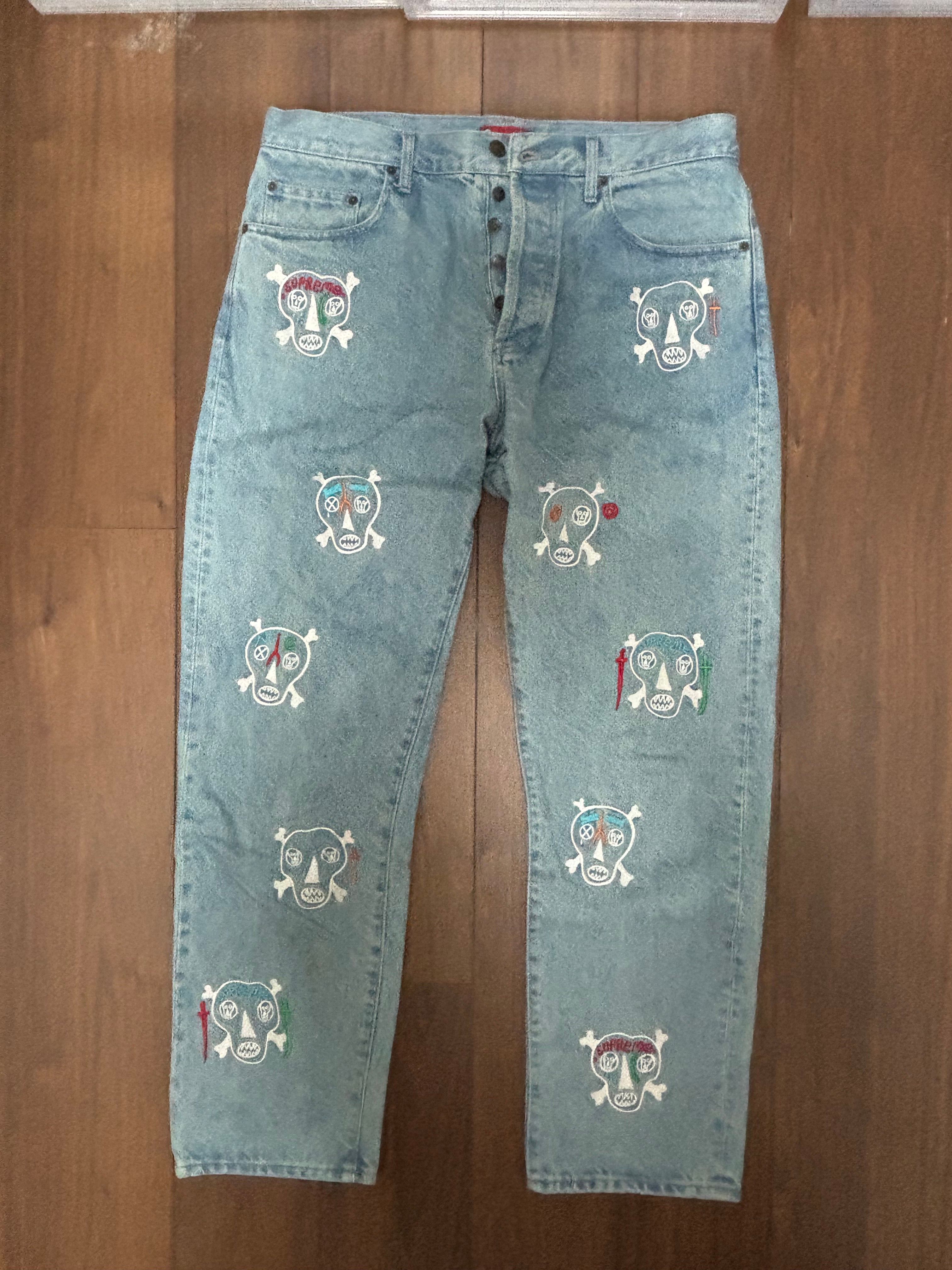 Supreme Clayton Patterson Skulls Embroidered Regular Jean "Blue"