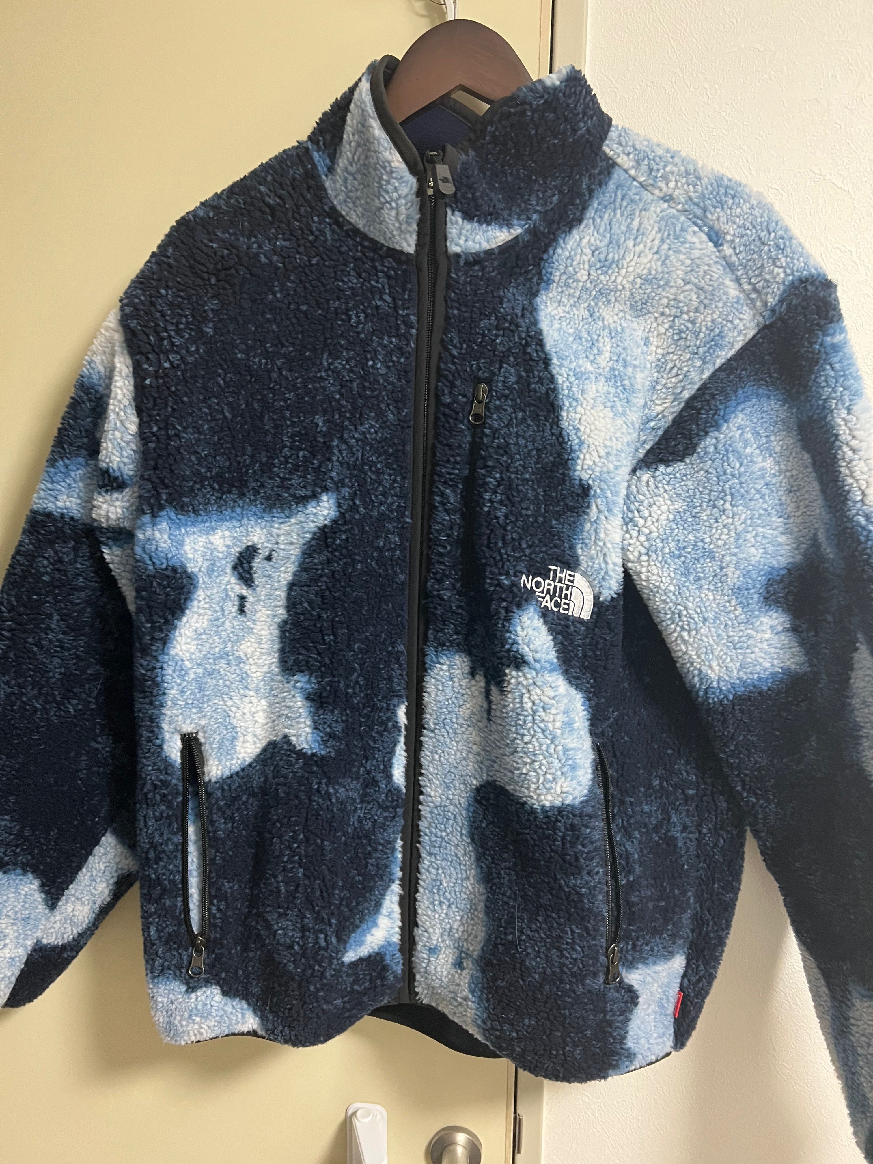 Supreme x The North Face Bleached Denim Print Fleece Jacket "Indigo"