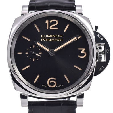 パネライ PANERAI PAM00676 パネライ ルミノール ドゥエ 3デイズアッチャイオ ブラック 手巻き メンズ 美品 腕時計 M#147670