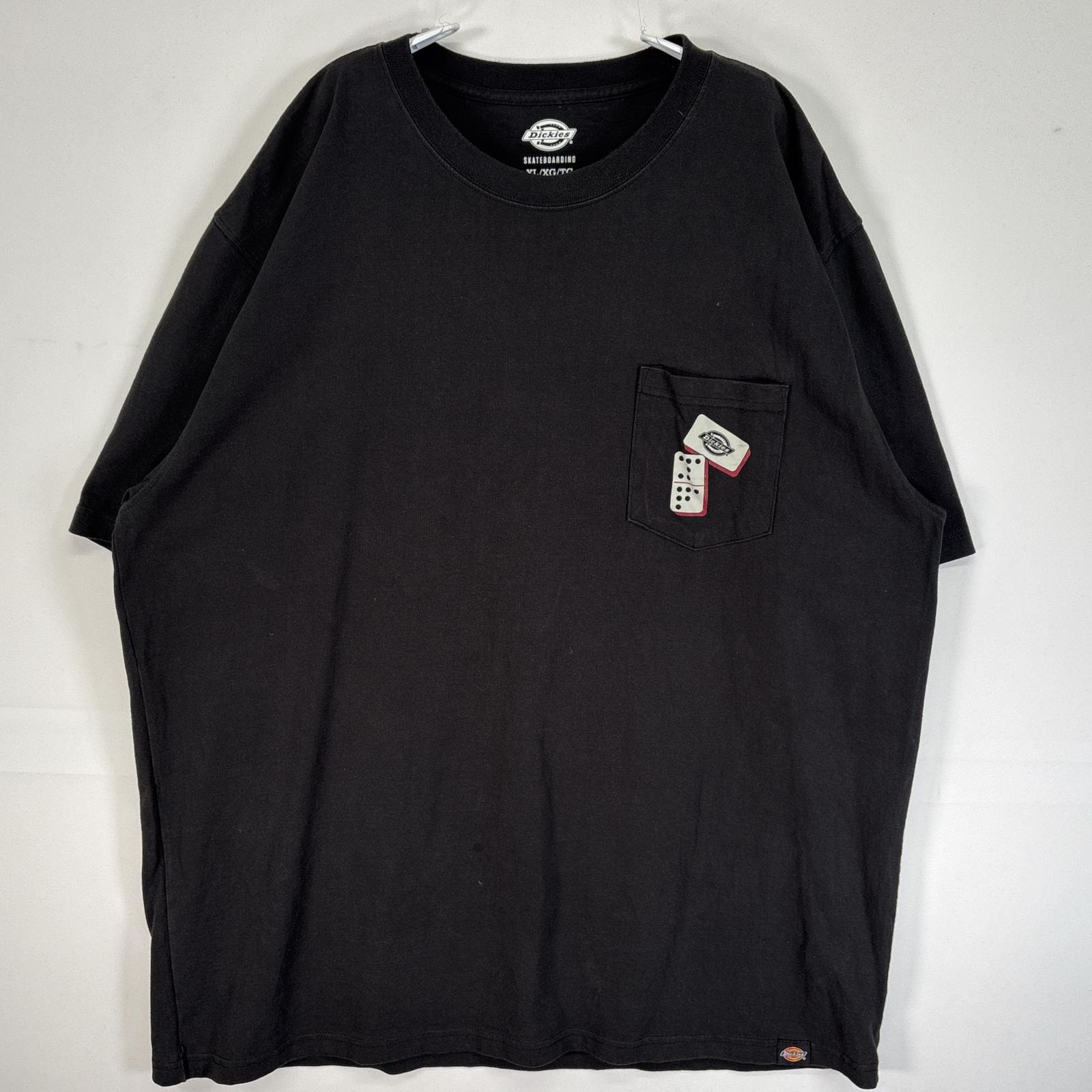 古着 ディッキーズ Dickies 半袖Tシャツ 両面 ラバープリント サイコロ ワニ 大きいサイズ 肉厚 XL  ブラック メンズ