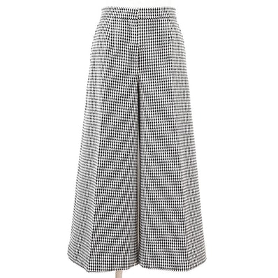 【美品】 ディオール ハウンドトゥース ワイドシルエット パンツ レディース アイボリー ブラック 36 Dior