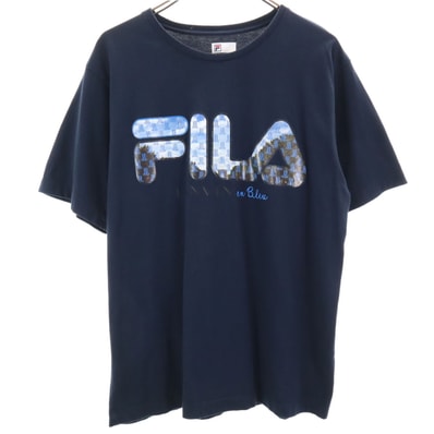 LANVIN en Bleu ランバンオンブルー FILA フィラ コラボ 半袖 Tシャツ 50 ネイビー