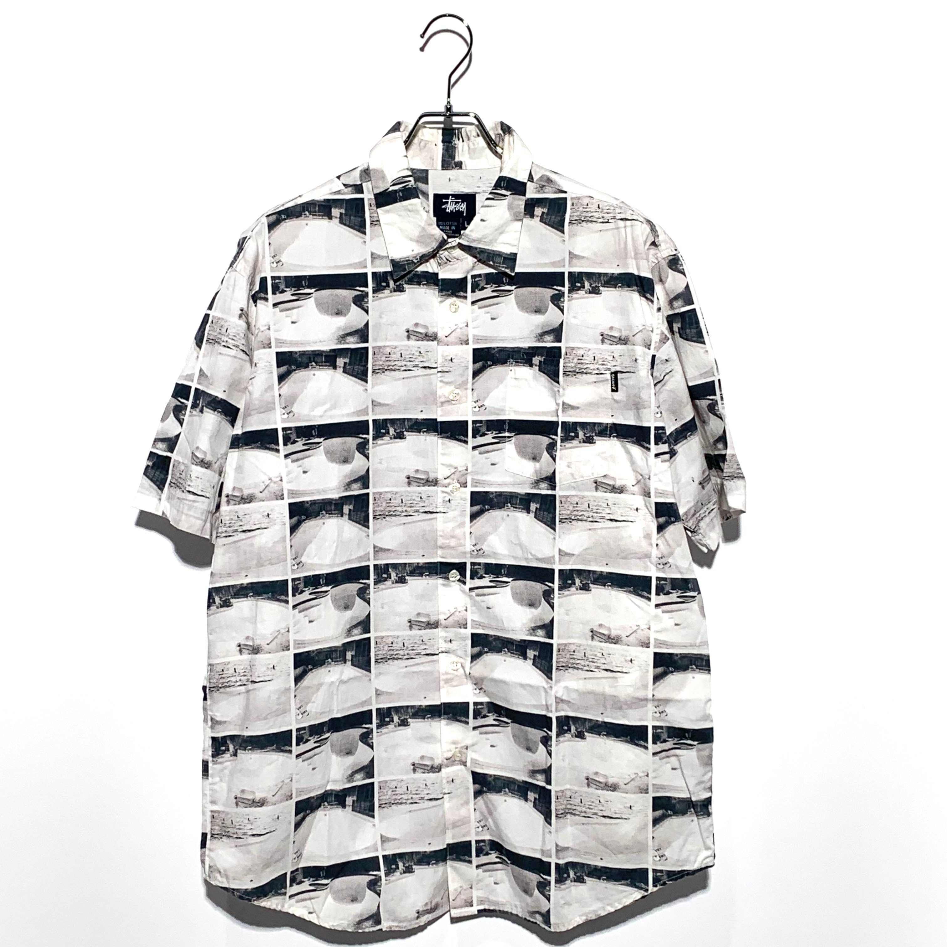 stussy pool print shirt 00s White
