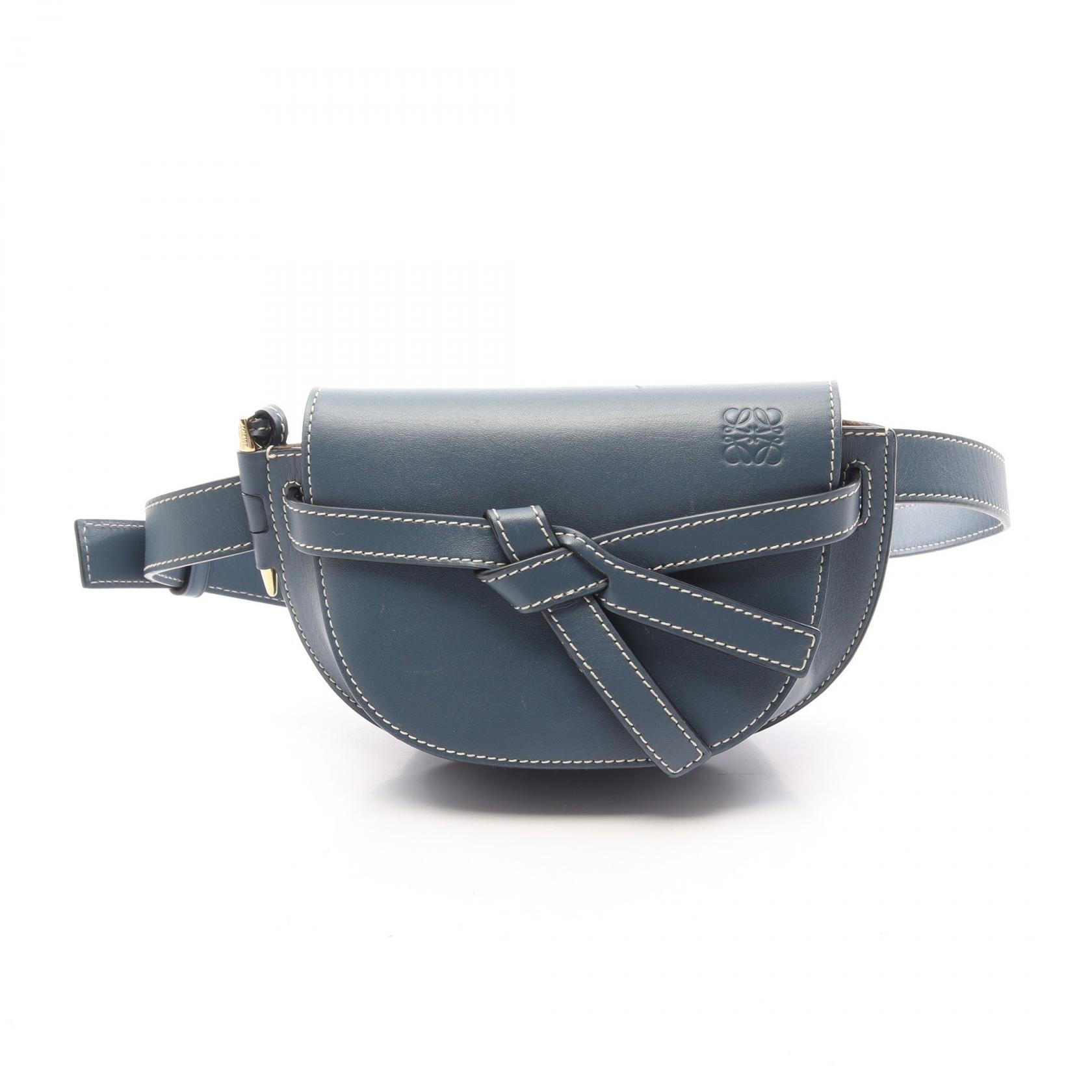 ロエベ LOEWE ゲートバムバッグ ウエストバッグ ボディバッグ バッグ レザー レディース ブルー系 【中古】