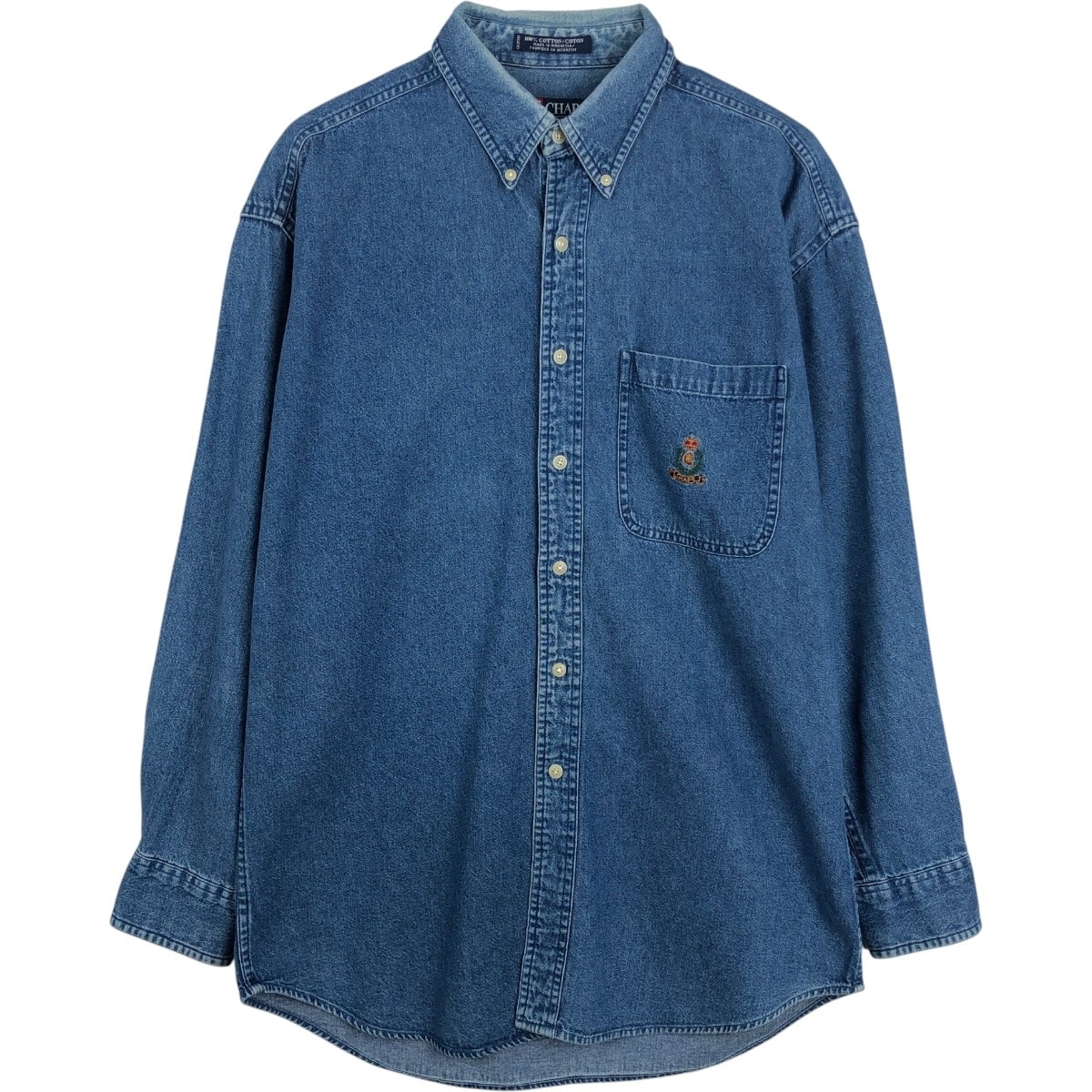 古着 ラルフローレン Ralph Lauren CHAPS チャップス 長袖 ボタンダウンデニムシャツ メンズM相当/eaa672381