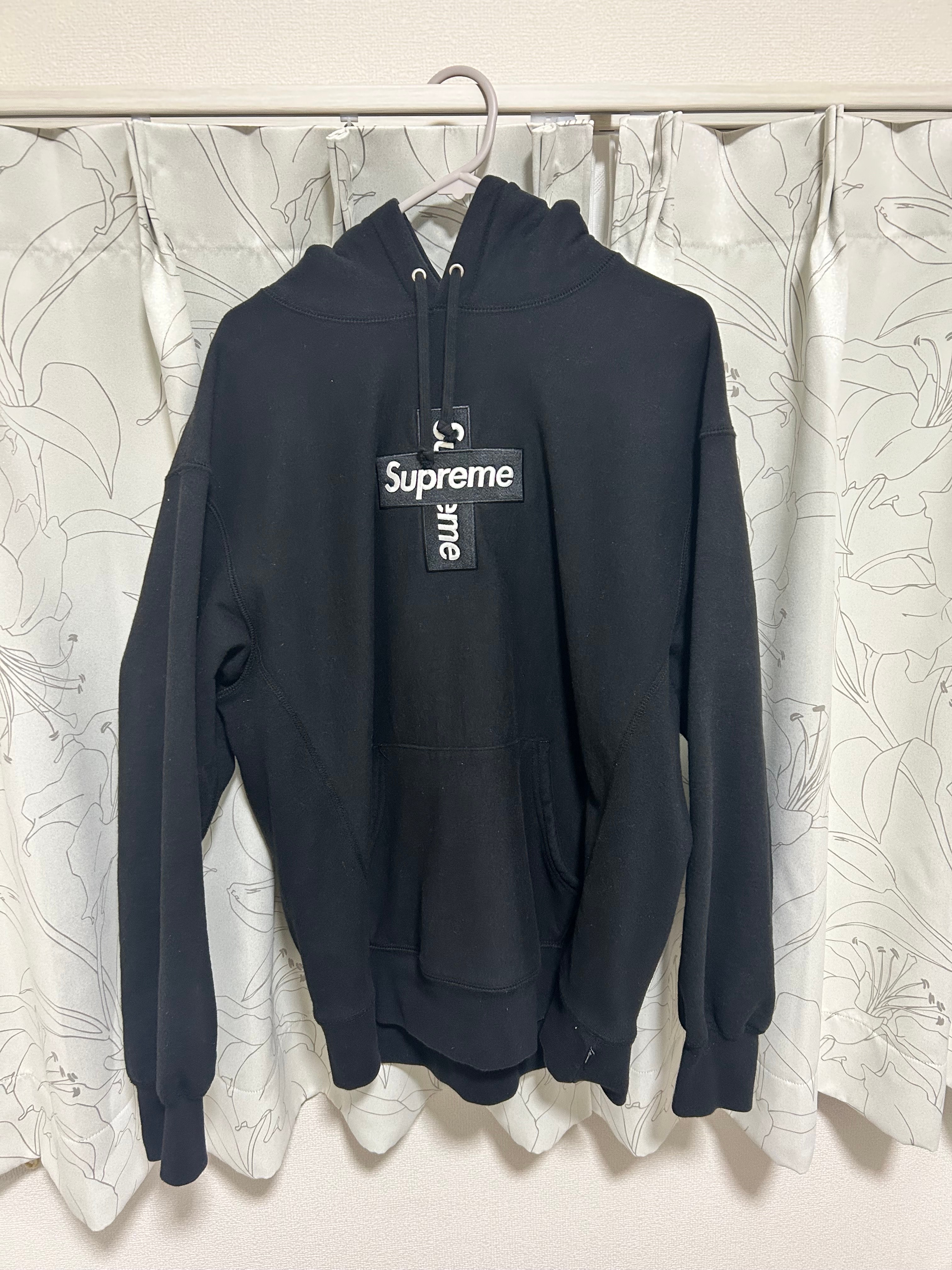Supreme Cross Box Logo Hooded Sweatshirt "Black"