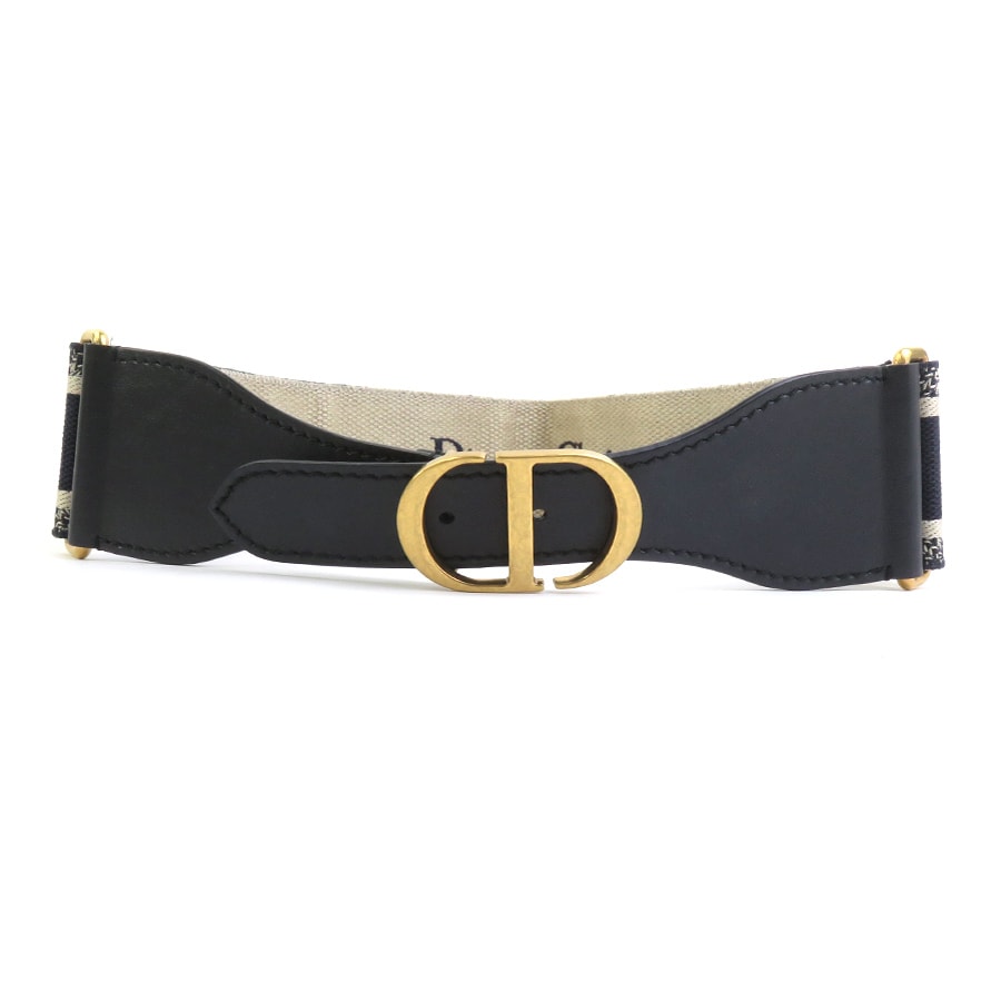 クリスチャンディオール Christian Dior ベルト エンブロイダリー キャンバス/メタル ネイビー レディース【中古】 h32474k