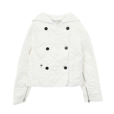 ディオール Dior BEE刺繍 マクロカナージュ ダブルブレスト 中綿 衣料品 アウター ポリエステル レディース ホワイト系 【中古】