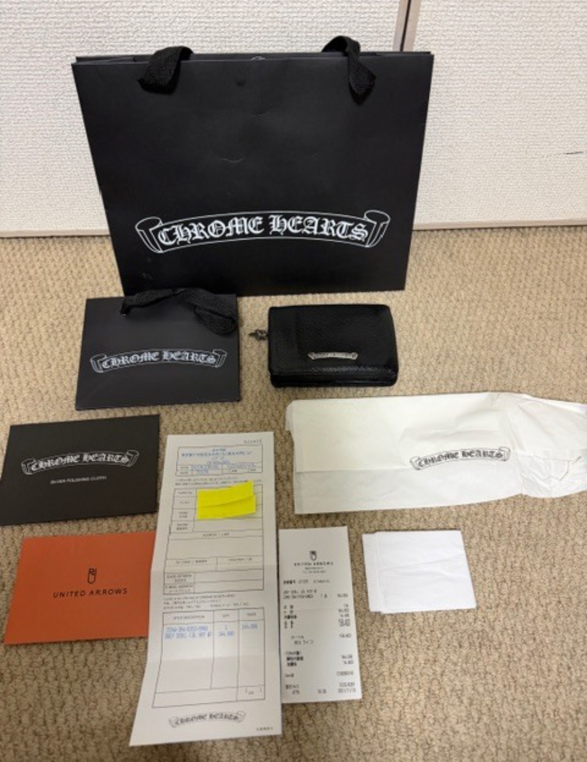 付属品完備 クロムハーツ 正規品 CHROME HEARTS JOEY 財布 ジョーイウォレット 美品 インボイス原本・シルバーポリッシュ等全て付属 二つ折り財布
