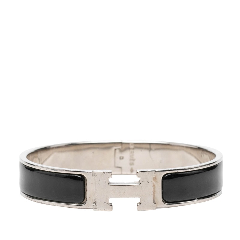 エルメス クリックH PM バングル ブレスレット シルバー ブラック メタル エナメル レディース HERMES 中古