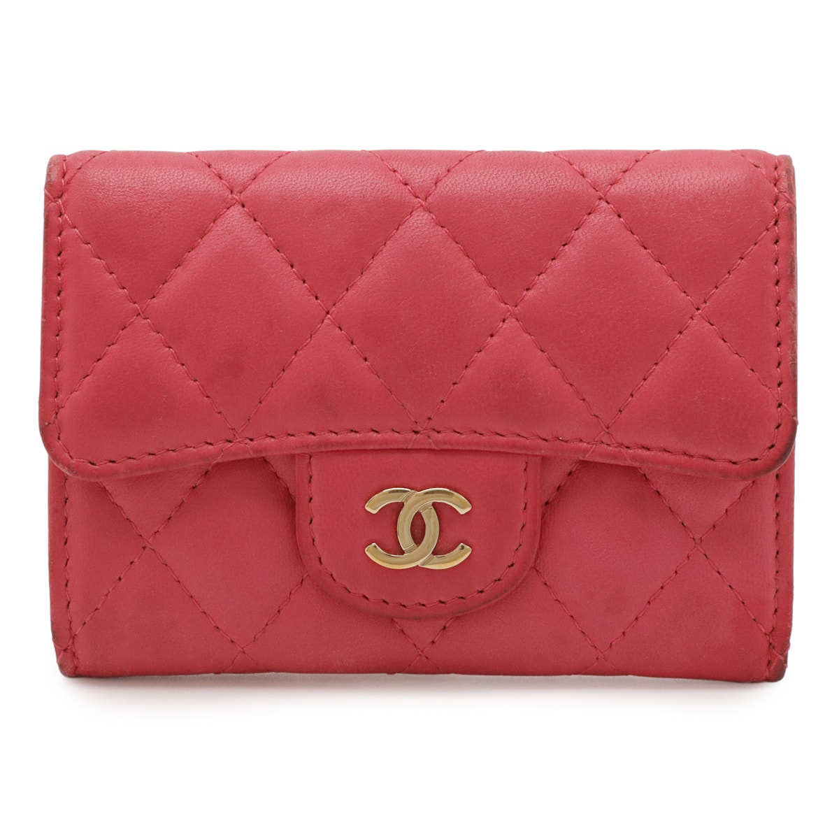 ♡5.4万→♡シャネル 財布 アイコン ピンク ラムスキン ギャランティーカード C (やや傷や汚れあり)】【6eb0644-k】シャネル 財布 アイコン