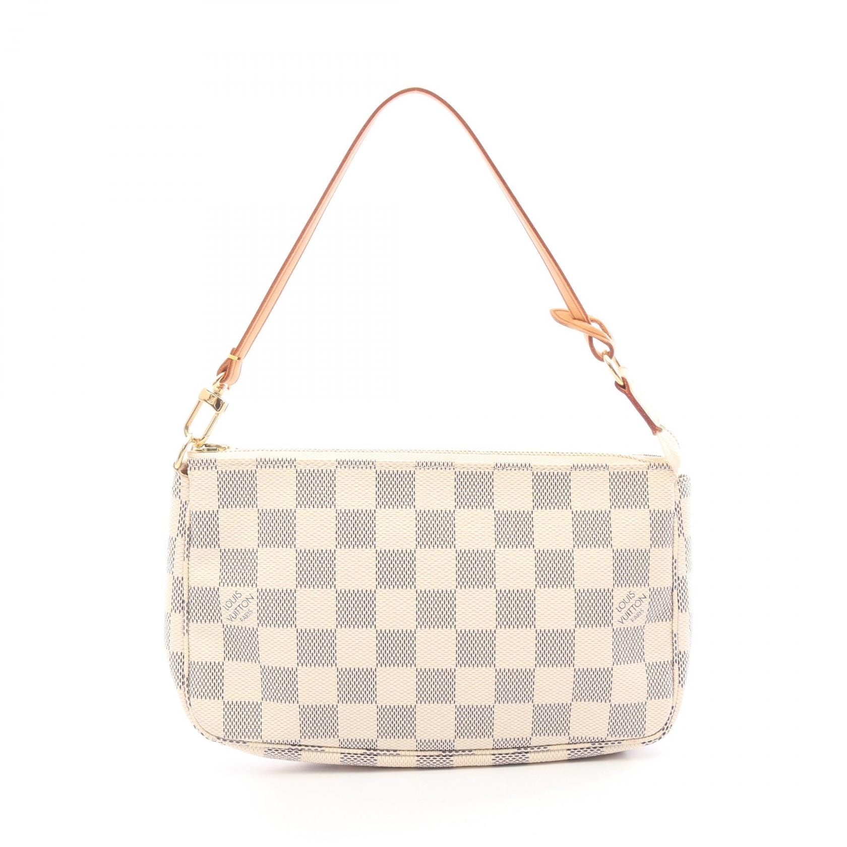 ルイ・ヴィトン LOUIS VUITTON ポシェット アクセソワール ハンドバッグ バッグ PVCコーティングキャンバス レザー ダミエ・アズール レディース ホワイト系 N51986 【中古】