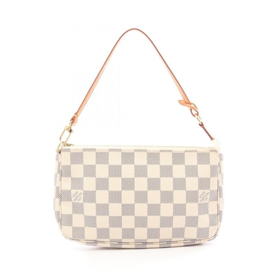 ルイ・ヴィトン LOUIS VUITTON ポシェット アクセソワール ハンドバッグ バッグ PVCコーティングキャンバス レザー ダミエ・アズール レディース ホワイト系 N51986 【中古】