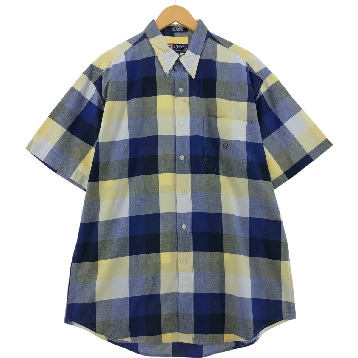古着 90年代 ラルフローレン Ralph Lauren CHAPS チャップス 半袖 ボタンダウン チェックシャツ メンズL相当 ヴィンテージ/eaa535592