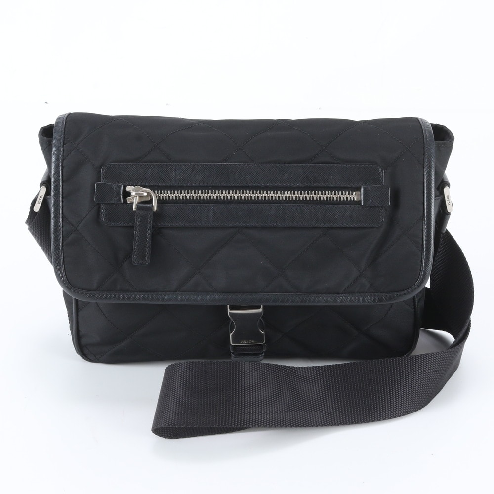 ■極美品 プラダ テスート ナイロンショルダーバッグ レザー×ナイロン