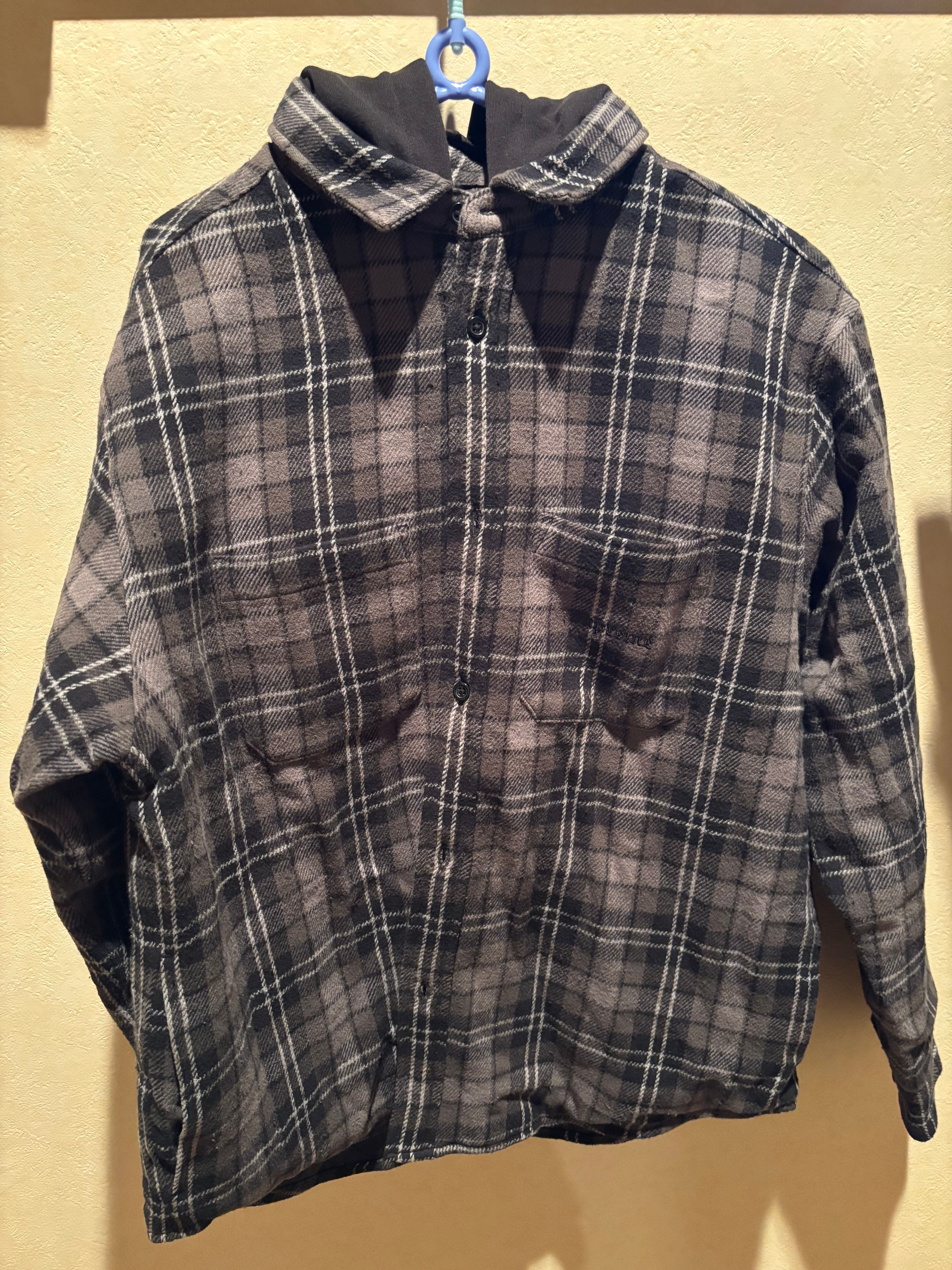 Supreme Tartan Flannel Hooded Shirt "Black"