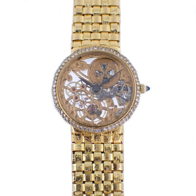 K18YG ベゼルダイヤ VACHERON CONSTANTIN ヴァシュロンコンスタンタン パトリモニー スケルトン 13508 金無垢 ヴィンテージ レディース 腕時計