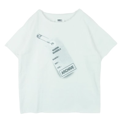 MAISON MARGIELA メゾンマルジェラ 17SS S32NC0476 MM6 エムエムシックス オーバーサイズ カットオフ 半袖 Tシャツ ARCHIVE ホワイト系 40【中古】