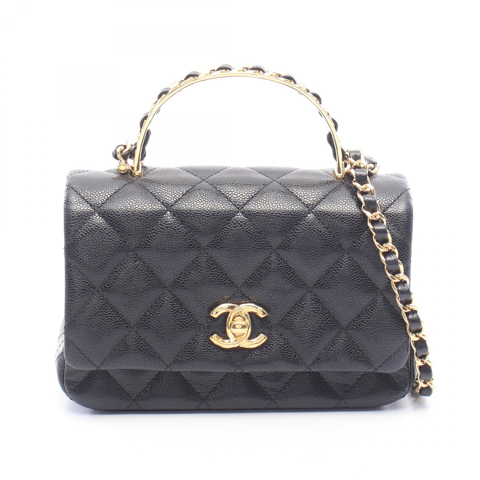 シャネル CHANEL マトラッセ トップハンドル 2WAY ショルダーバッグ バッグ キャビアスキン(グレインドカーフ) レディース ブラック系 【中古】