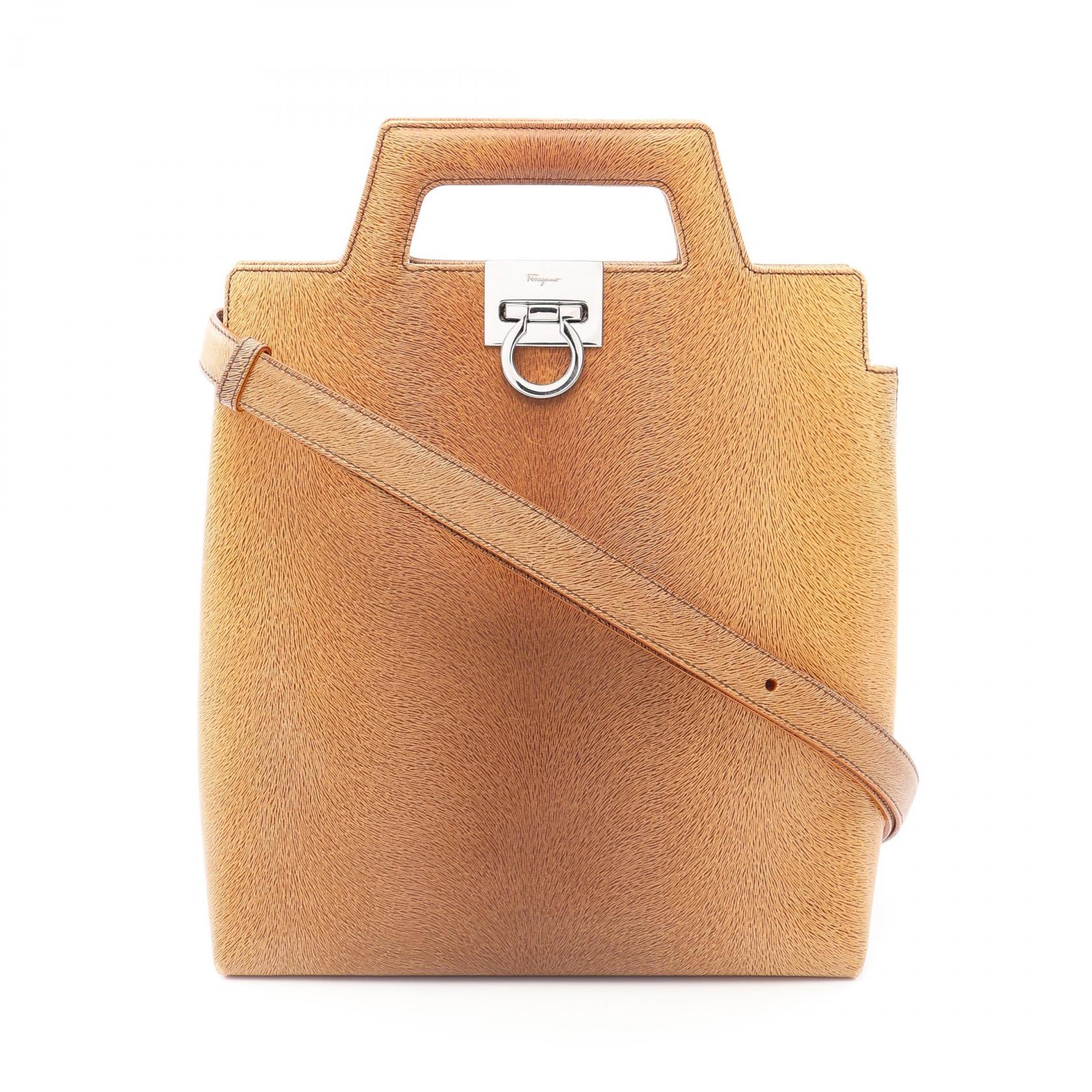 サルヴァトーレフェラガモ Salvatore Ferragamo ガンチーニ 2WAY ハンドバッグ バッグ レザー レディース ブラウン系 【中古】