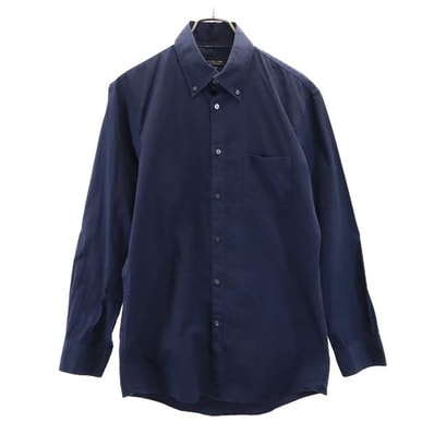 BURBERRY BLACK LABEL バーバリーブラックレーベル 三陽商会 ストライプ 長袖 ボタンダウンシャツ 40 ネイビー系