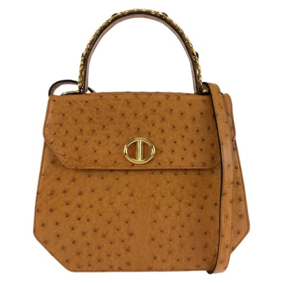 美品 Christian Dior クリスチャンディオール ヴィンテージ ブラウン ゴールド金具 オーストリッチ ハンドバッグ ショルダーバッグ 2way 603405 【中古】