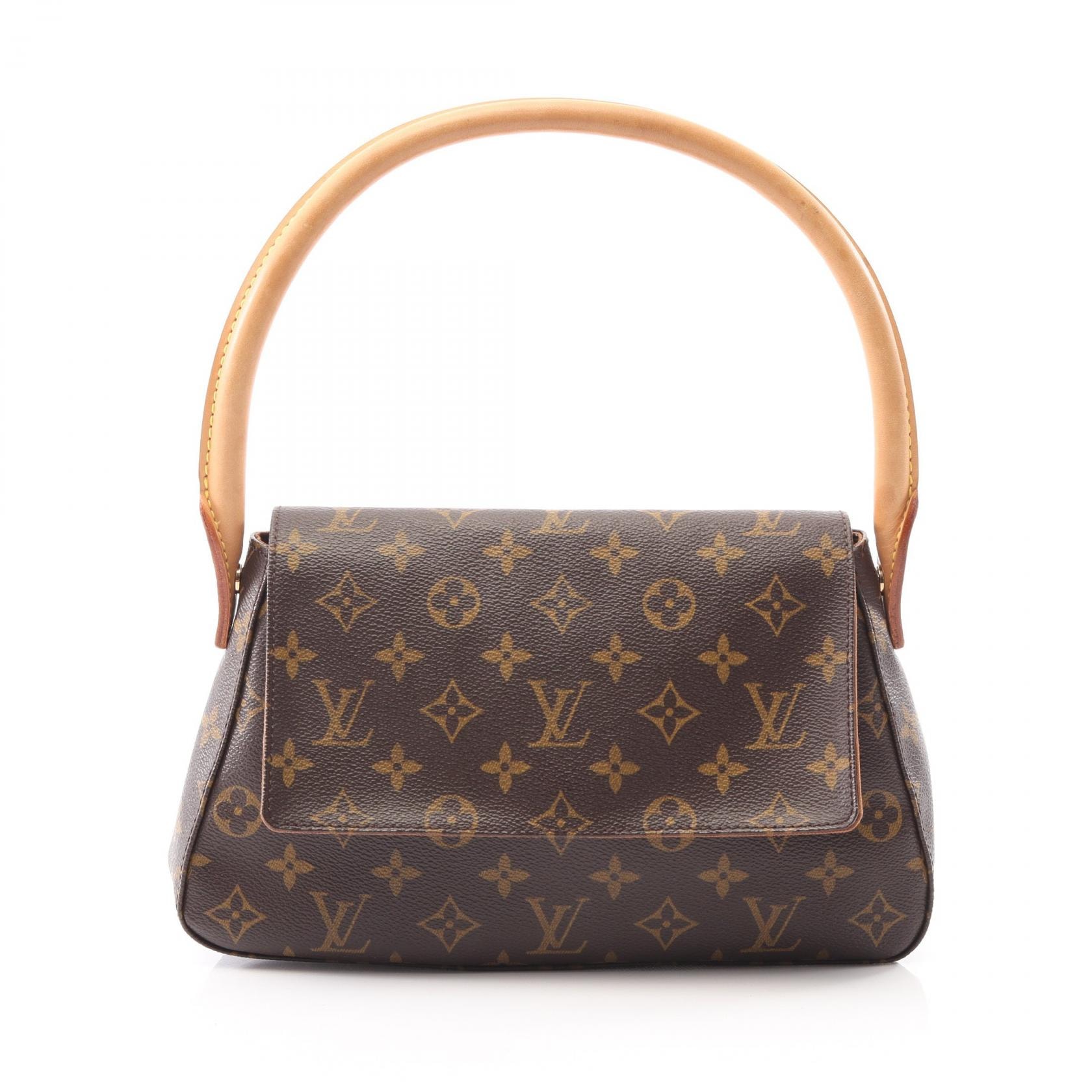 ルイ・ヴィトン LOUIS VUITTON ミニルーピング ハンドバッグ バッグ PVCコーティングキャンバス レザー モノグラム レディース ブラウン系 M51147 【中古】