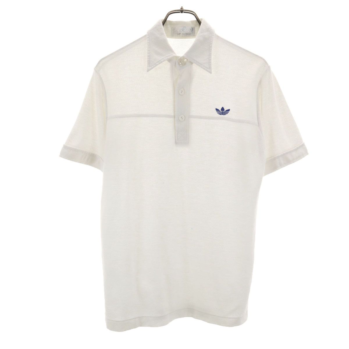 adidas アディダス 70s 80s ヴィンテージ 半袖 ポロシャツ L オフホワイト デサント