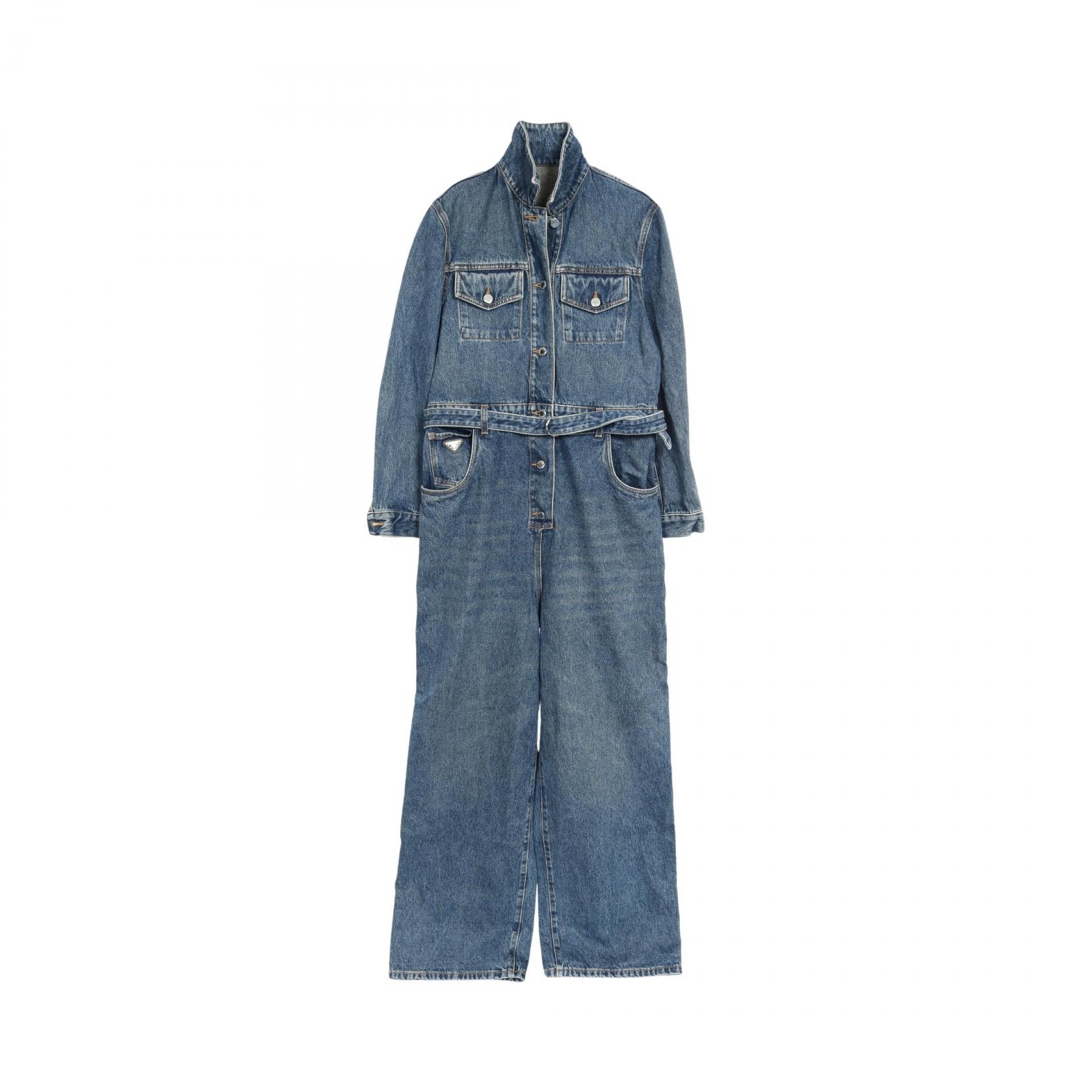 プラダ PRADA デニム ジャンプスーツ ツナギ 衣料品 コットン レディース ブルー系 【中古】