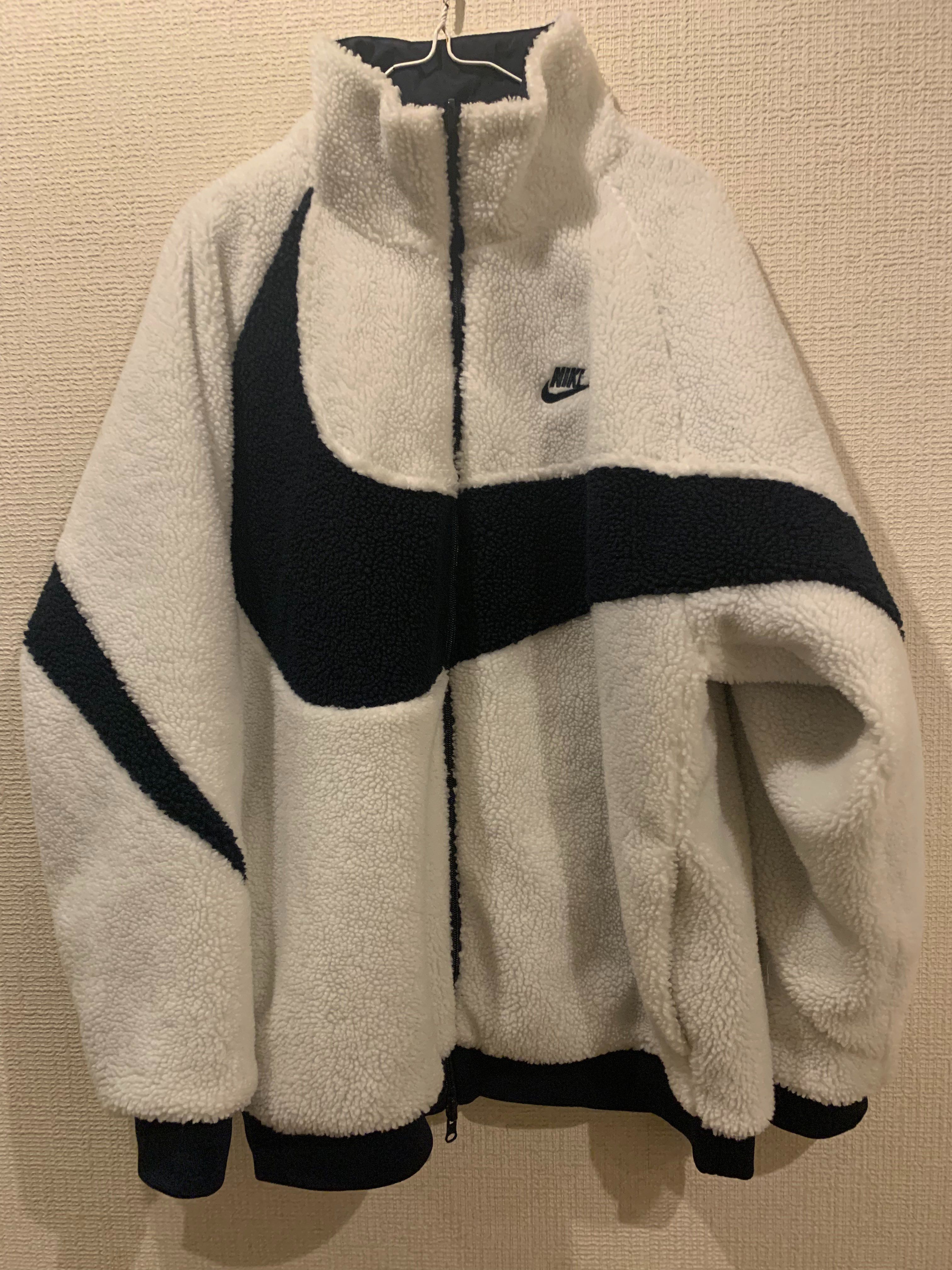Nike Big Swoosh Reversible Boa Jacket "Sail/Dark Obsidian"