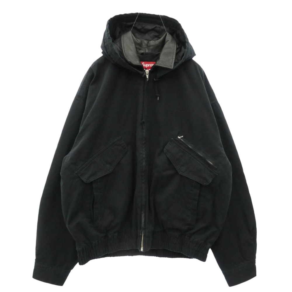 Supreme シュプリーム 24AW Leather Collar Utility Jacket レザーカラー 襟レザー ユーティリティー ジャケット ブラック系 M【中古】