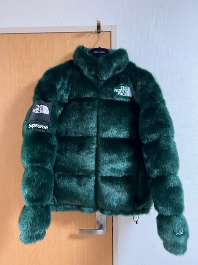 Supreme x The North Face Faux Fur Nuptse Jacket "Green"