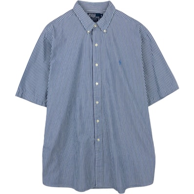 古着 ラルフローレン Ralph Lauren POLO by Ralph Lauren ELLINGTON 半袖 ボタンダウン ストライプシャツ メンズXL相当/eaa623613