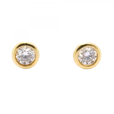 【6jdb0427-14】ティファニー ピアス バイザヤード 1PD K18YG イエローゴールド ダイヤモンド【中古】レディース