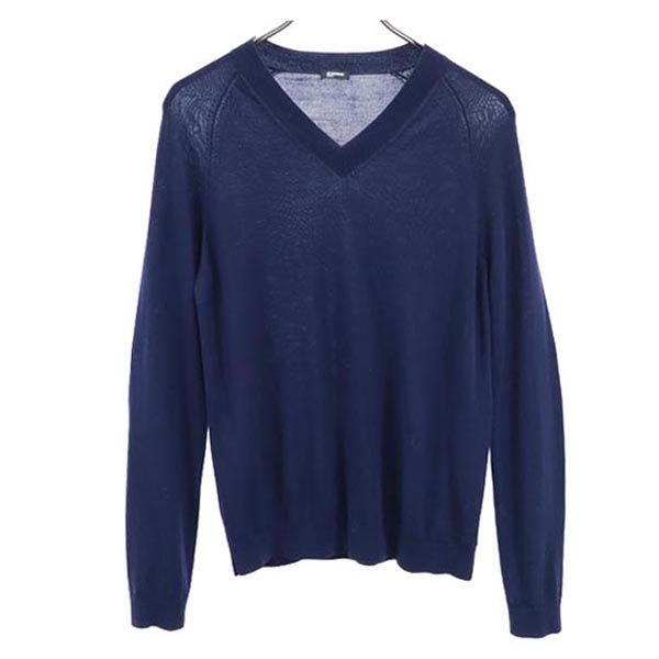 JIL SANDER NAVY ジルサンダーネイビー ウール 長袖 Vネック ニット M 紺系 セーター