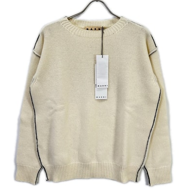 マルニ W14GCMQ06Q00FH558 ホワイト ウール クルーネックセーター 46